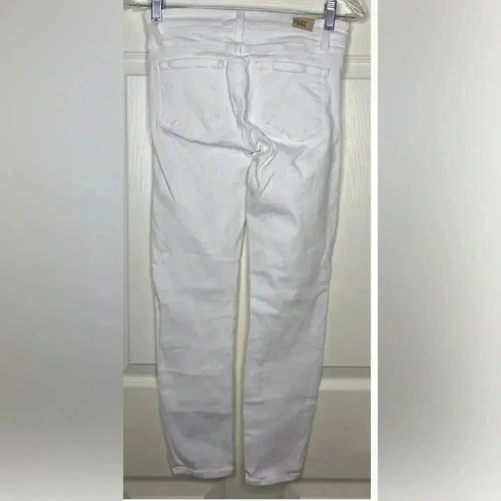 Woman PAIGE White Verdugo Crop Skinny Stretch Denim Jeans Sz 25 EUC - Picture 3 of 5